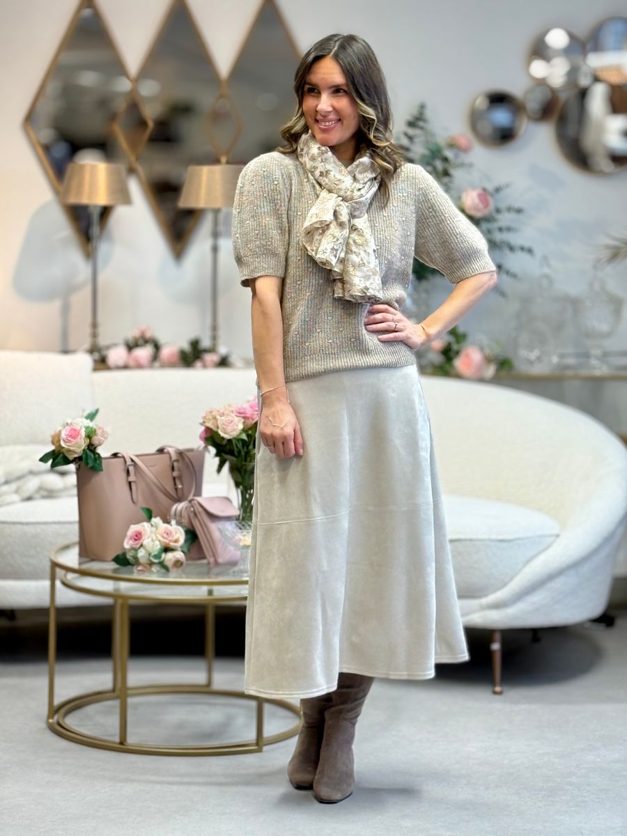 SKJERF SMÅ BLOMSTER - SAND / CAMEL