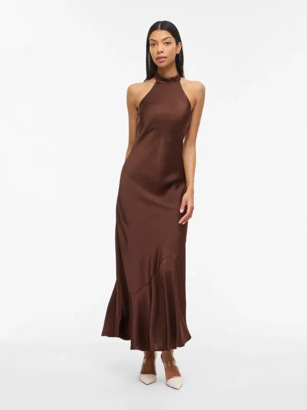 BEA HALTERNECK KJOLE - BRUN