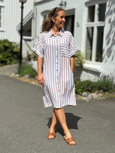 Hovedbilde LAVISCO LIN/VISCOSE SKJORTEKJOLE - HVIT / DUSTY ...