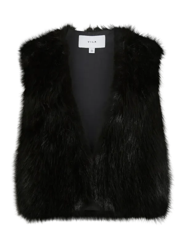 PELLY FAKE FUR VEST - SORT