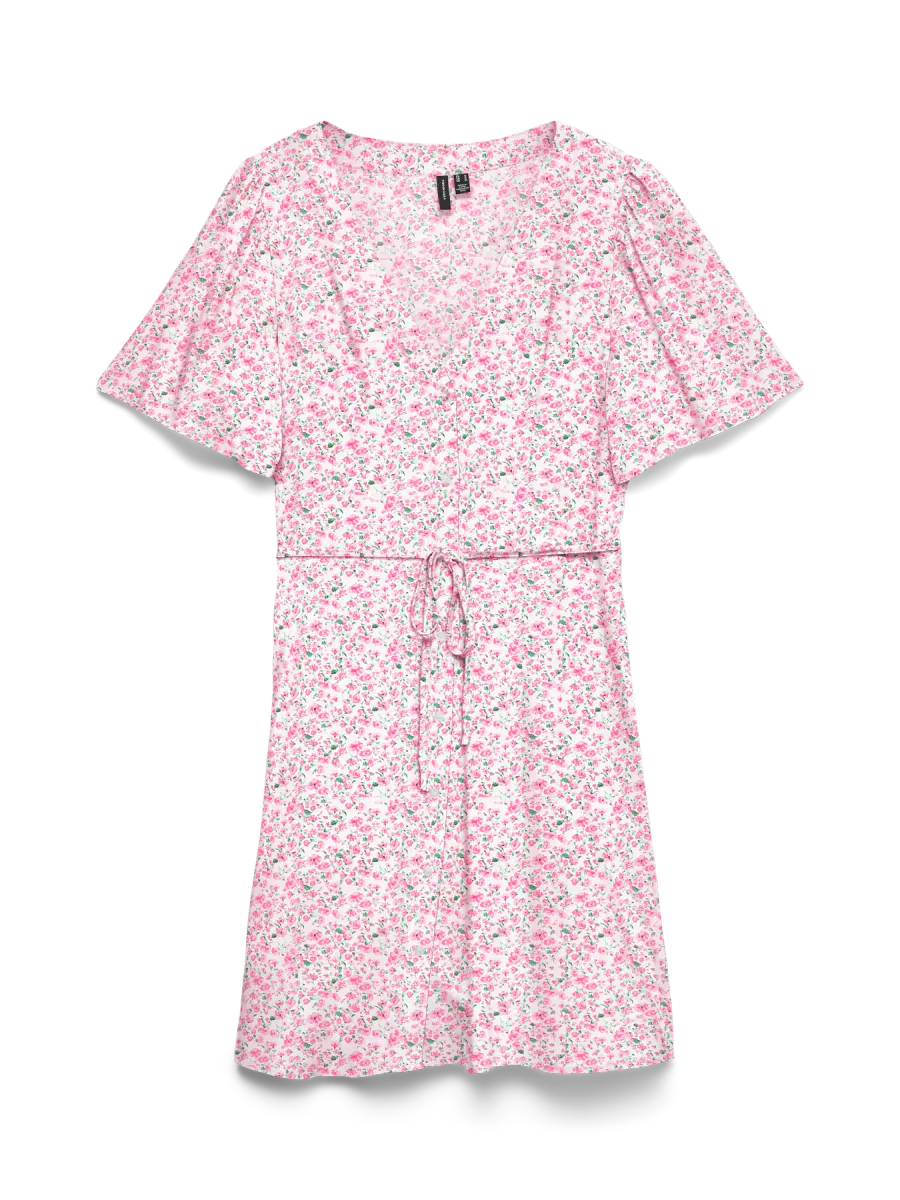 MALBA MIDI KJOLE FLOWER - ROSA