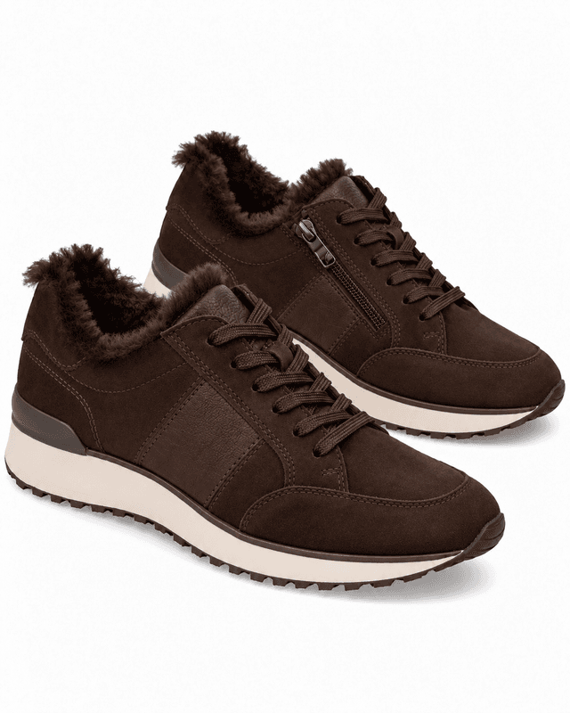 SNEAKERS I SKINN M/TEDDY - BRUN