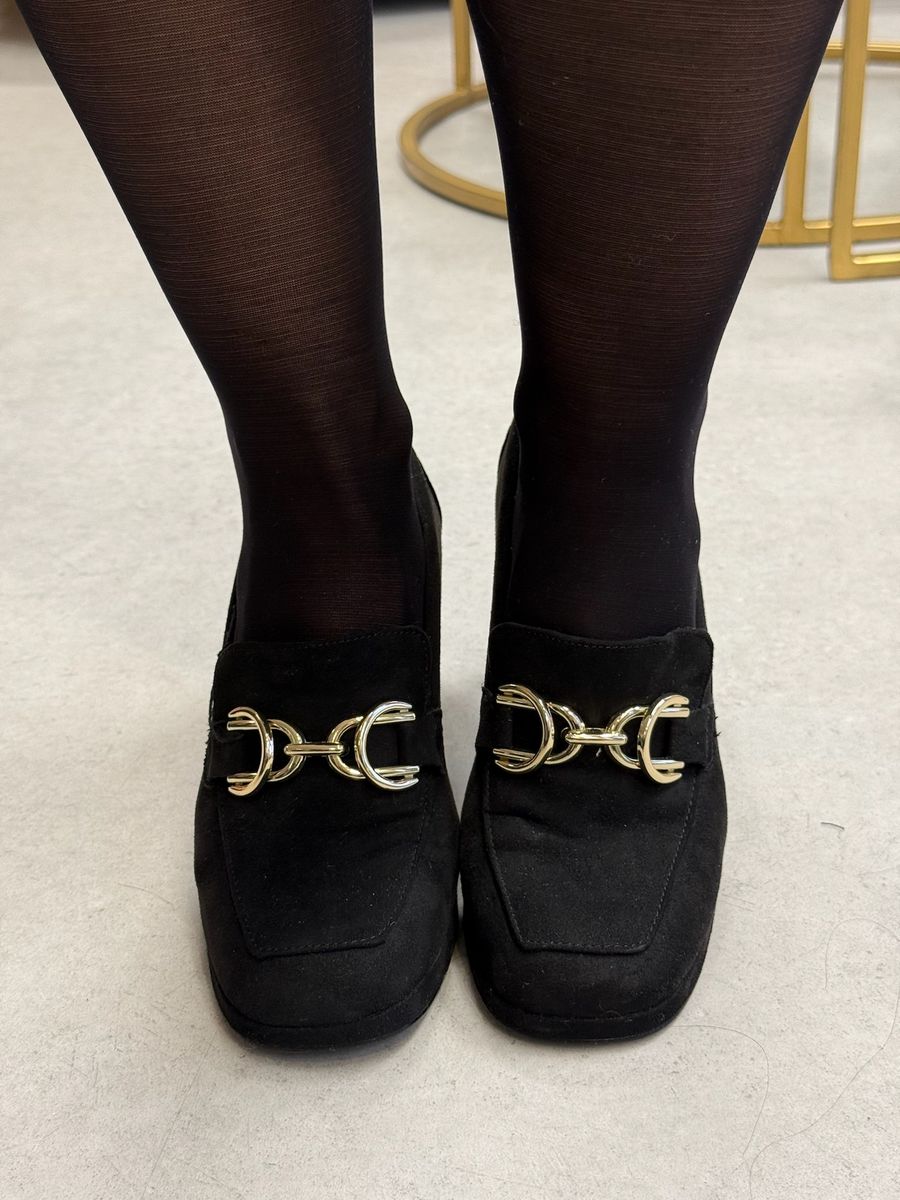 MOKASIN M/ HÆL & SPENNE - SORT