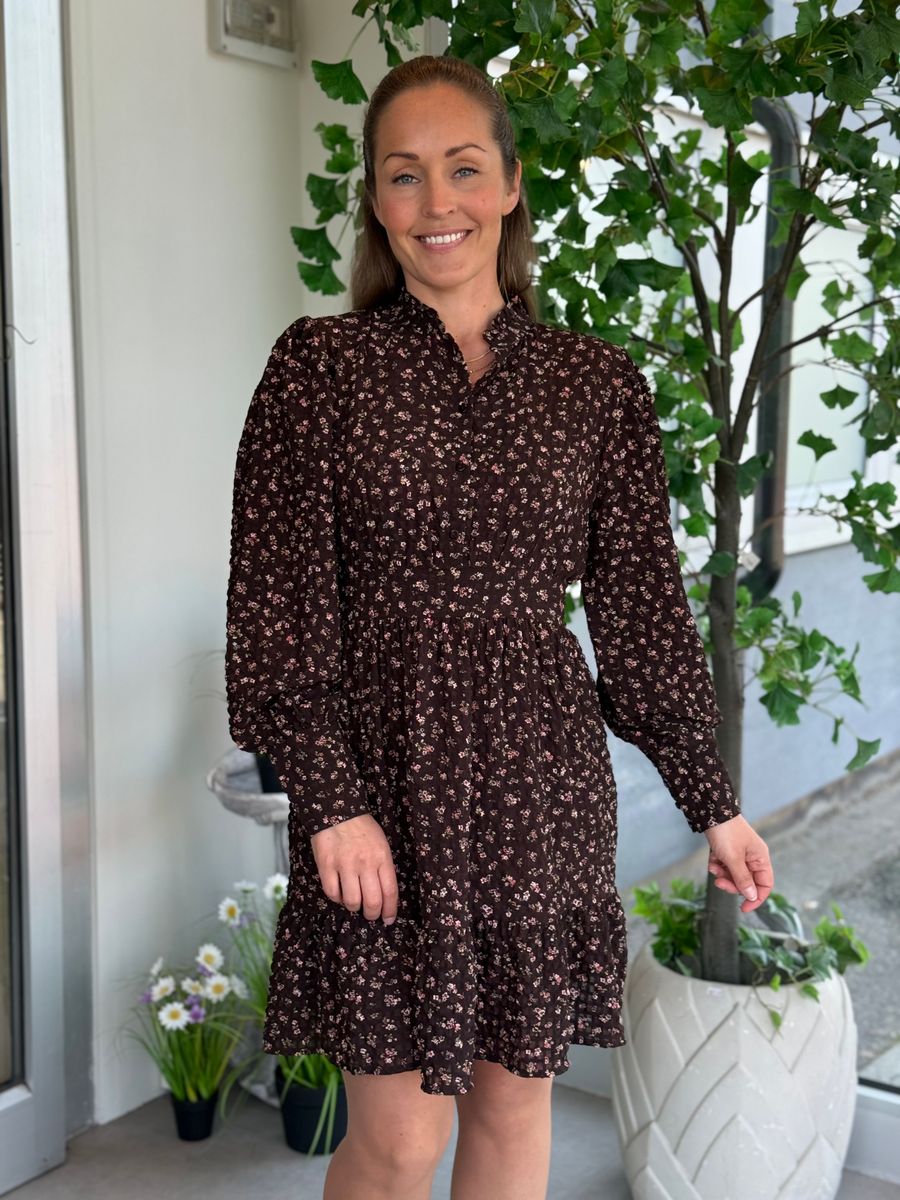 NOELLE KJOLE M/BLOMSTER - BRUN