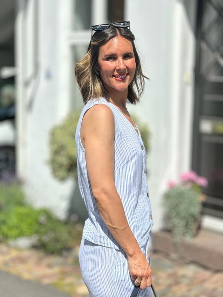 Hovedbilde LAVARA VEST STRIPES - DENIMBLÅ/HVIT