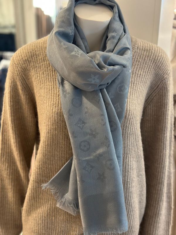 SKJERF VISCOSE/ULL - JEANSBLÅ