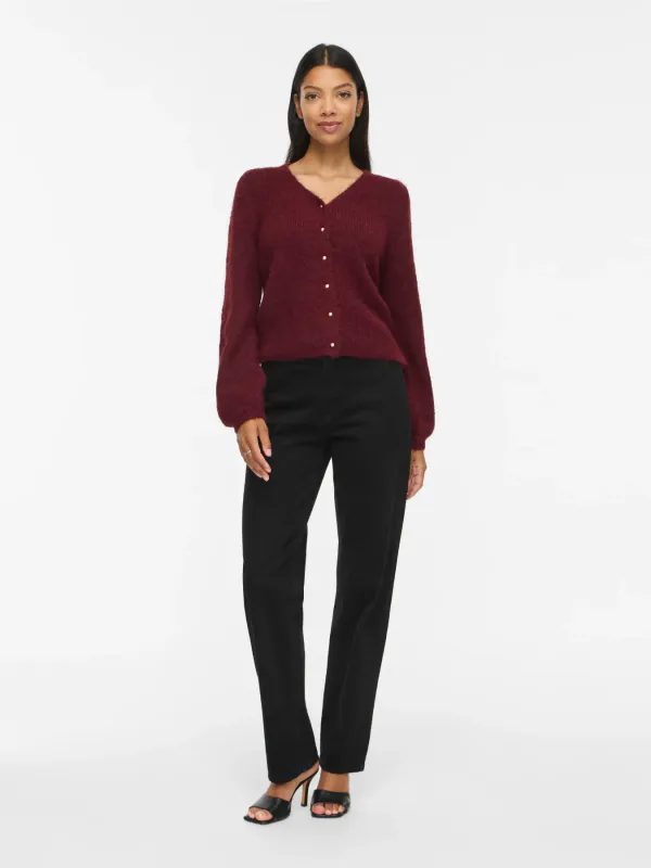 MARLEY V-HALS CARDIGAN - PLOMME