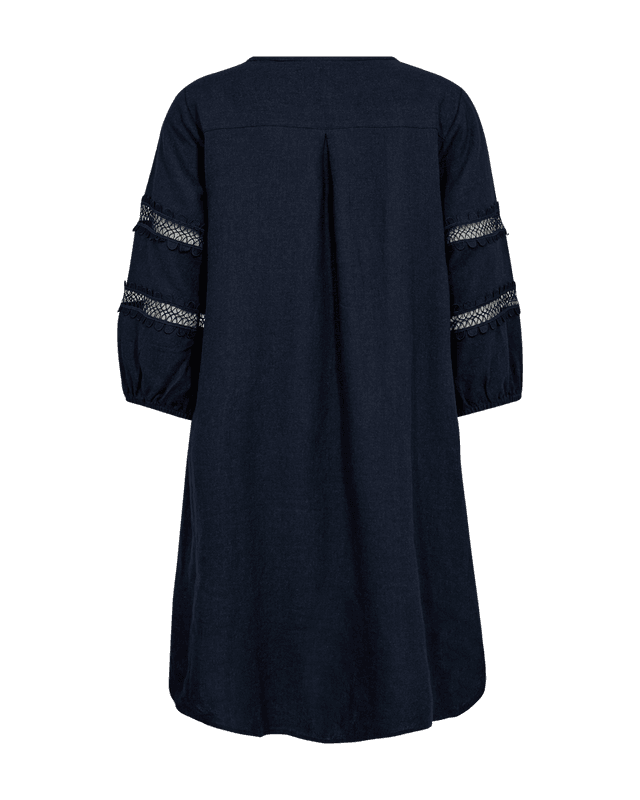 LALUNA LIN/VISCOSE KJOLE M/EMBRO - NAVY