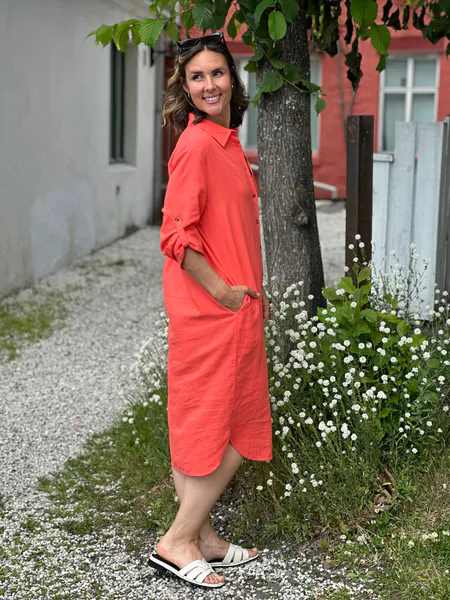 Hovedbilde LAVA LIN/VISCOSE  SKJORTEKJOLE - CORAL