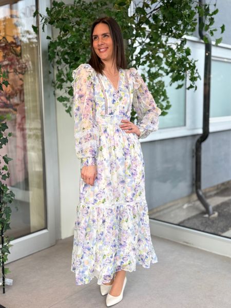 Hovedbilde ROMAN LANG KJOLE - HVIT / LILLA