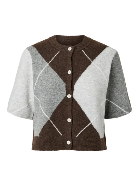 Hovedbilde SALLY KNIT CARDIGAN 2/4 - BRUN CHECK