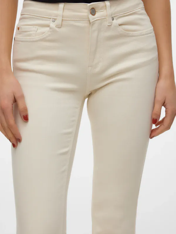 FLASH FLARED JEANS 32 LENGDE - CREAM