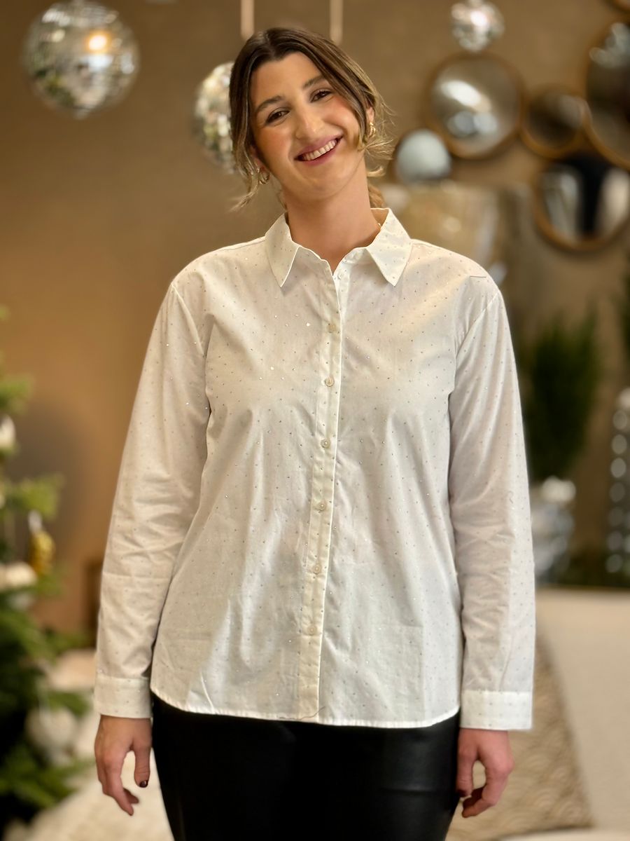 INGA SKJORTE M/STRASS - OFFWHITE