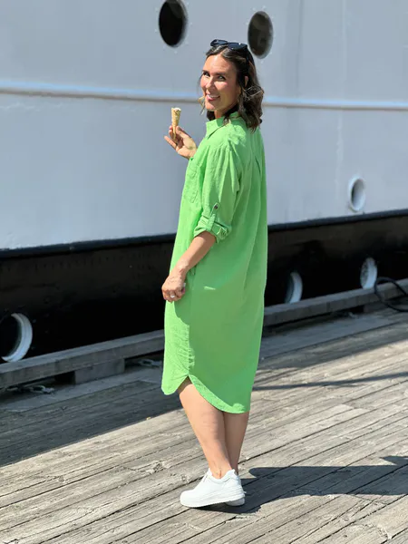Hovedbilde LAVA LIN/VISCOSE  SKJORTEKJOLE - BUD GREEN