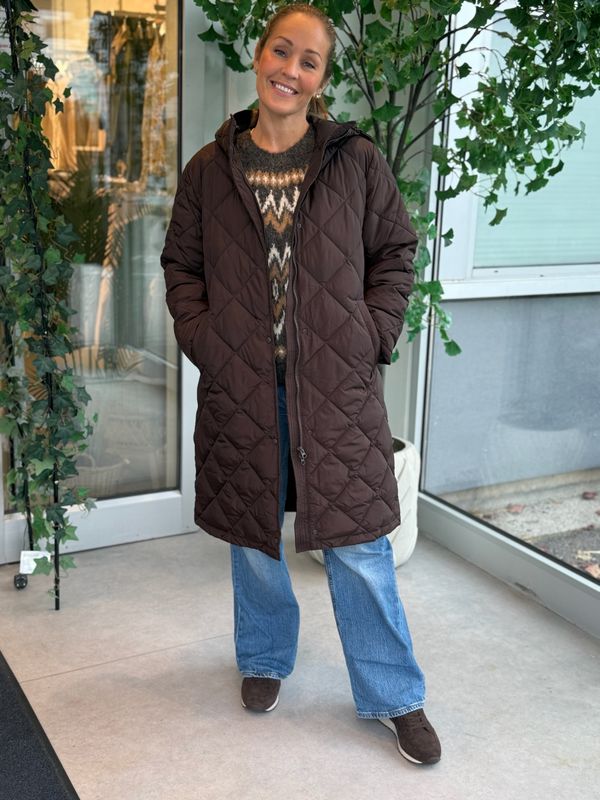 OLGA LANG BOBLE JAKKE - BRUN 