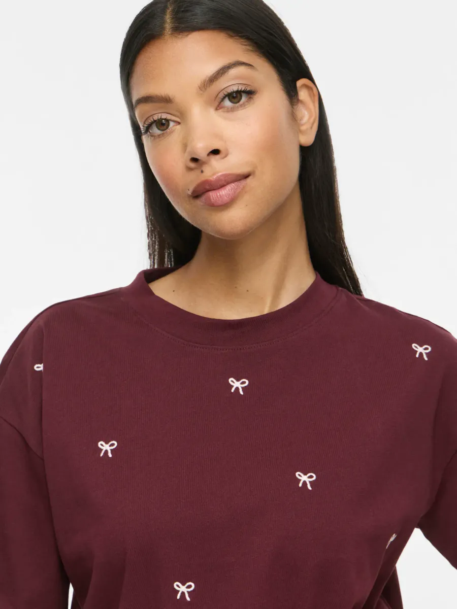 MONIE T-SHIRT M/BOW - PLOMME
