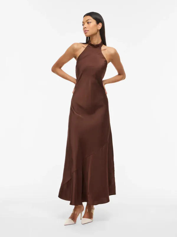 BEA HALTERNECK KJOLE - BRUN