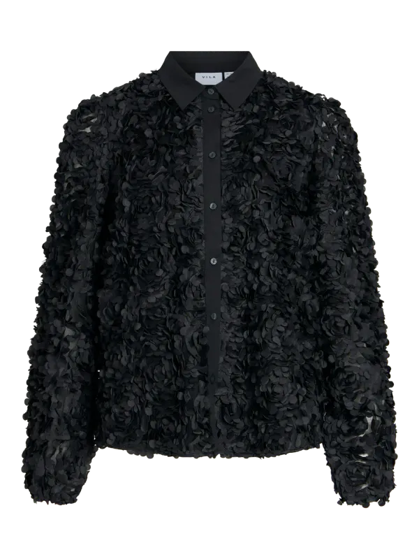 ROSIE BLUSE M/KRAGE - SORT