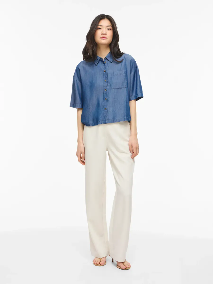 TEVIRA TENCEL SKJORTE - MEDIUM BLÅ