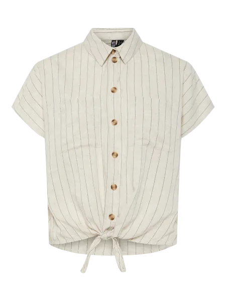 Hovedbilde PIA LIN/VISCOSE SKJORTE M/KNYTING - BIRCH/BLACK ...