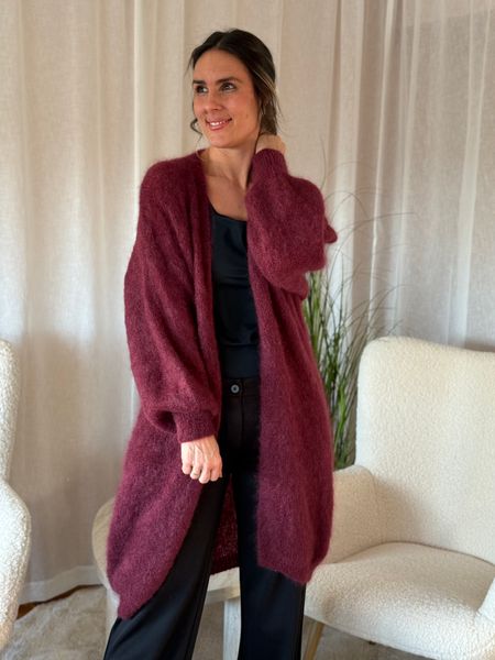 Hovedbilde MOHAIR LANG STRIKKEJAKKE - PLOMME