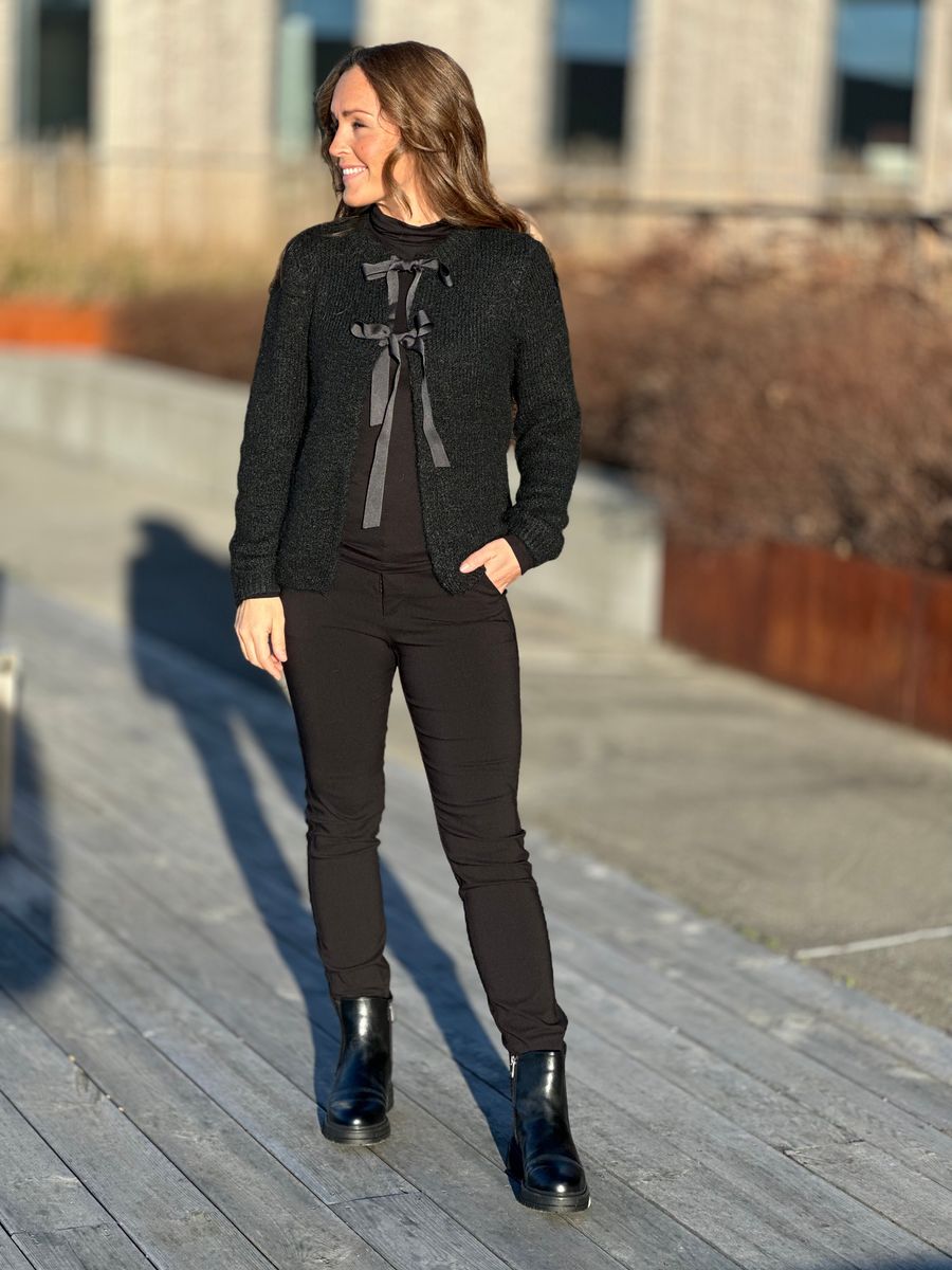 BOWS KNIT CARDIGAN  - SORT