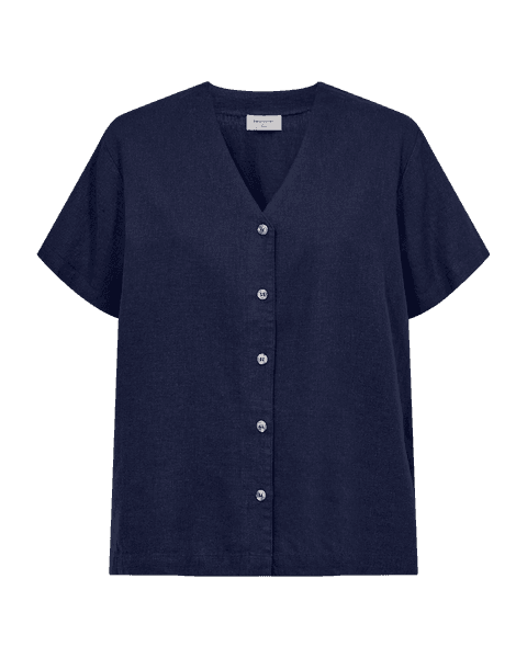 Hovedbilde LAVA LIN/VISCOSE BLUSE V-HALS - NAVY