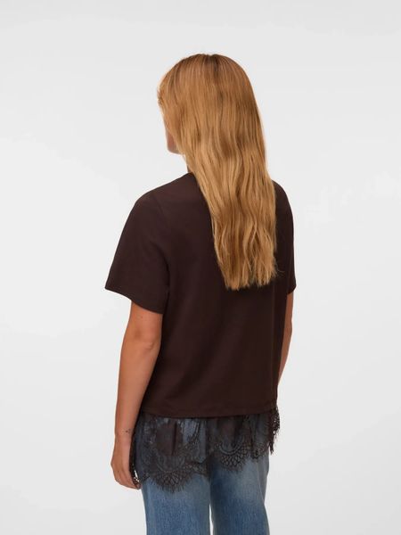 Hovedbilde BRIT T-SHIRT M/BLONDEKANT - BRUN