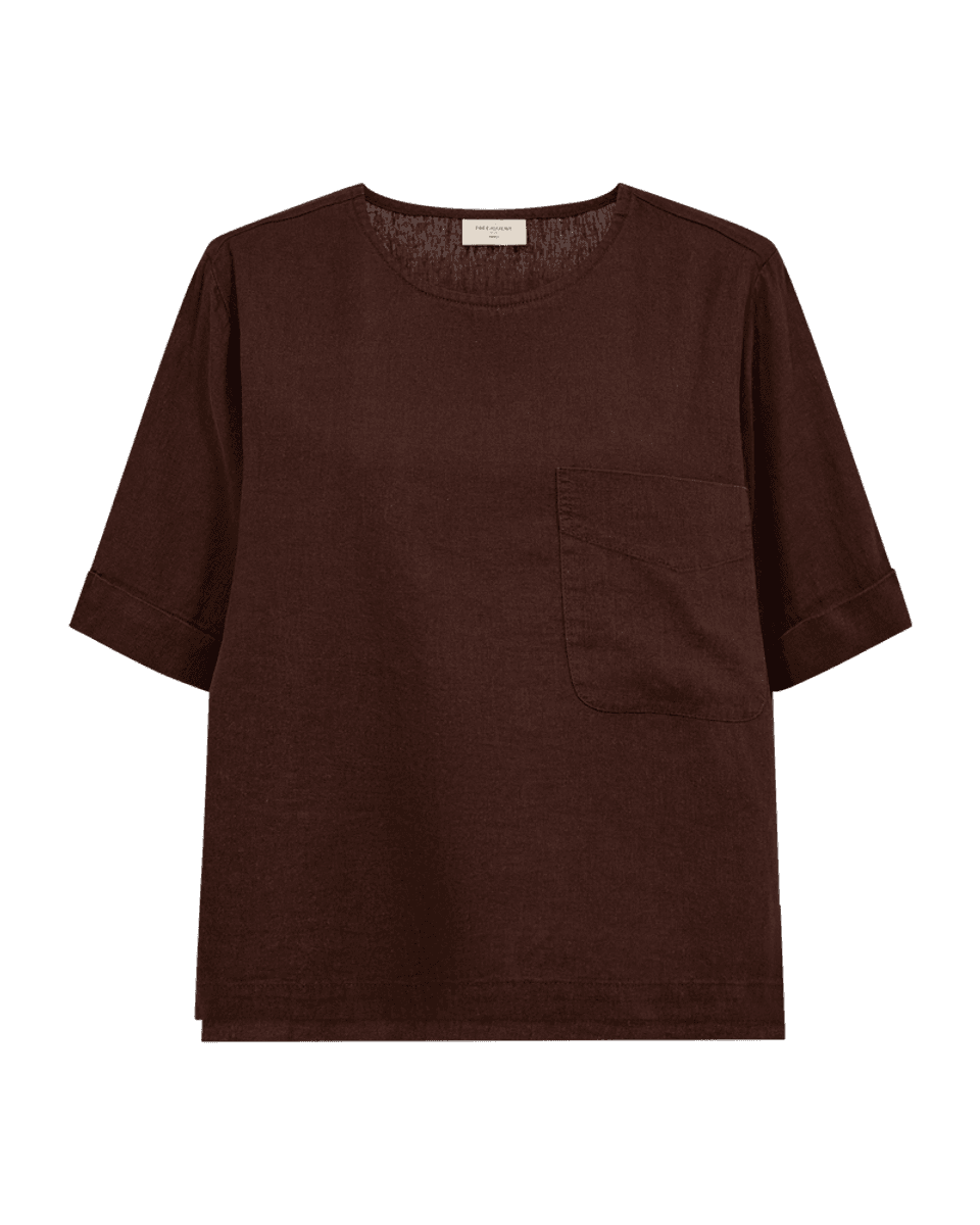 LAVA LIN/VISCOSE TOPP M/LOMME - BRUN
