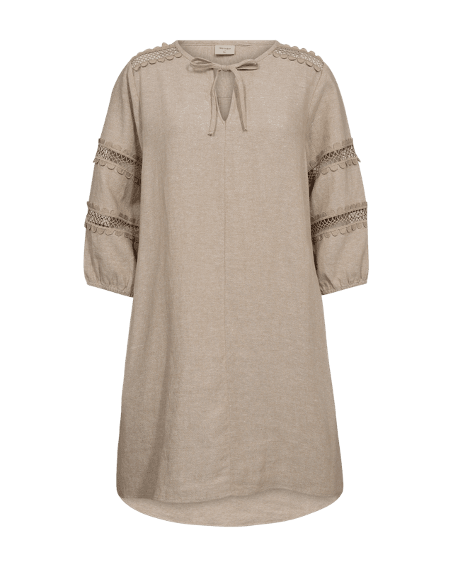 LALUNA LIN/VISCOSE KJOLE M/EMBRO - SAND