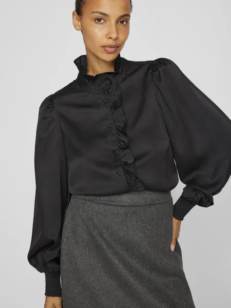 Hovedbilde LUTTO FRILL BLUSE - SORT