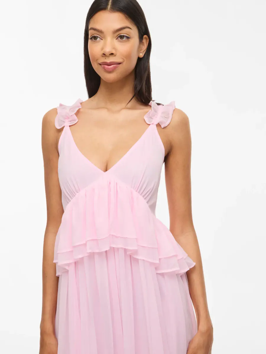 DAISY LANG STROPPE KJOLE - ROSA