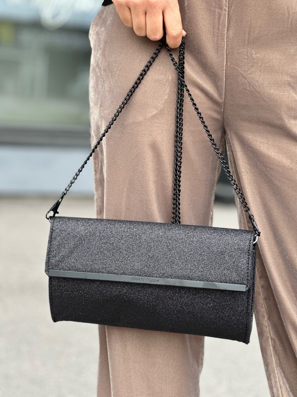 VESKE M/LENKE - SORT METALLIC