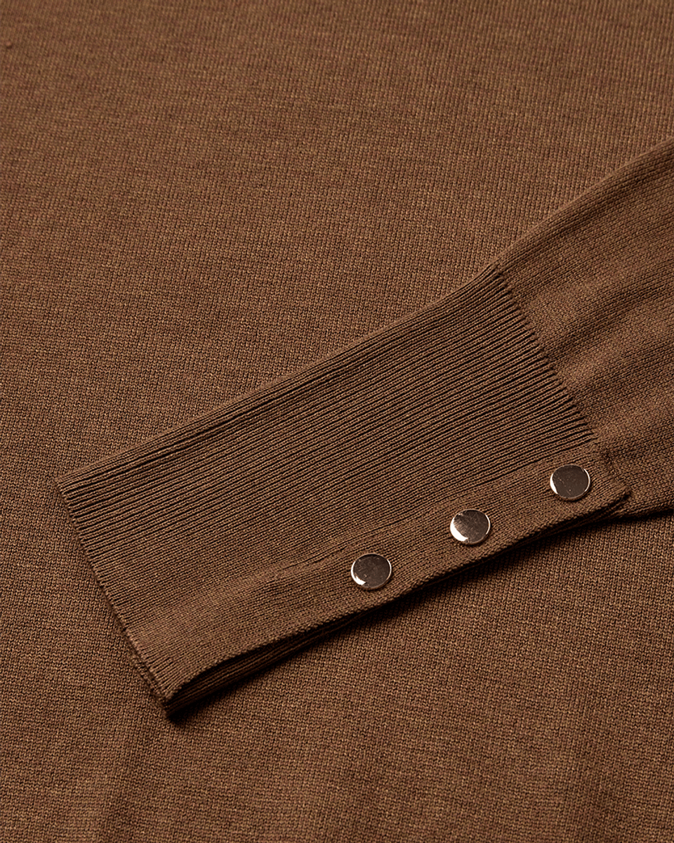KATIE POLOGENSER M/KNAPPER - MOCCA