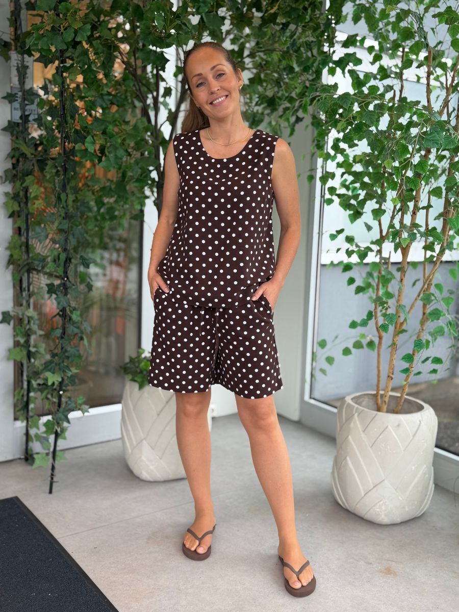 LAVISCO TOPP M/DOTS - BRUN/HVIT
