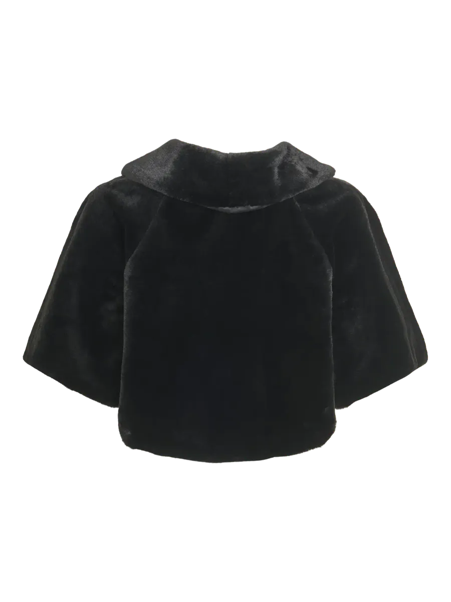 BARBARA FAKE FUR CAPE - SORT