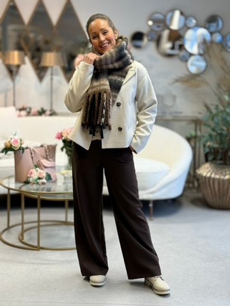 Hovedbilde MAYA FLUFFY SKJERF RUTET - BRUN/SAND