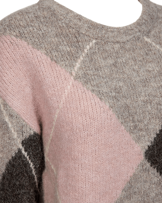 Hovedbilde LULU GENSER M/ARGYLE - TAUPE/ROSA