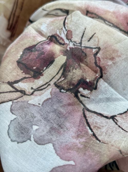 Hovedbilde SKJERF ABSTRAKT BLOMSTER - SAND/OFFWHITE/LYS ROSA