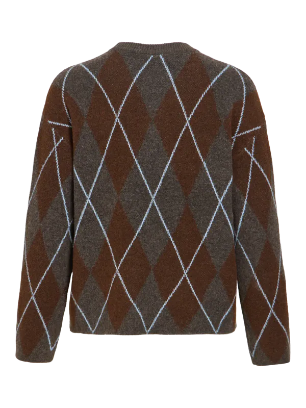 ARGYLE KNIT GENSER - KOKSGRÅ/BRUN