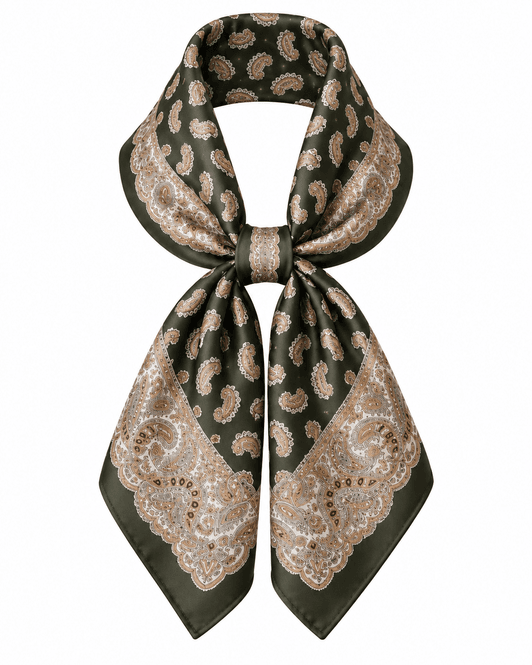 Hovedbilde SKJERF SILKELOOK PAISLEY - OLIVEN / BIRCH