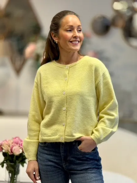 Hovedbilde HOPE CARDIGAN - LYS GUL MELERT