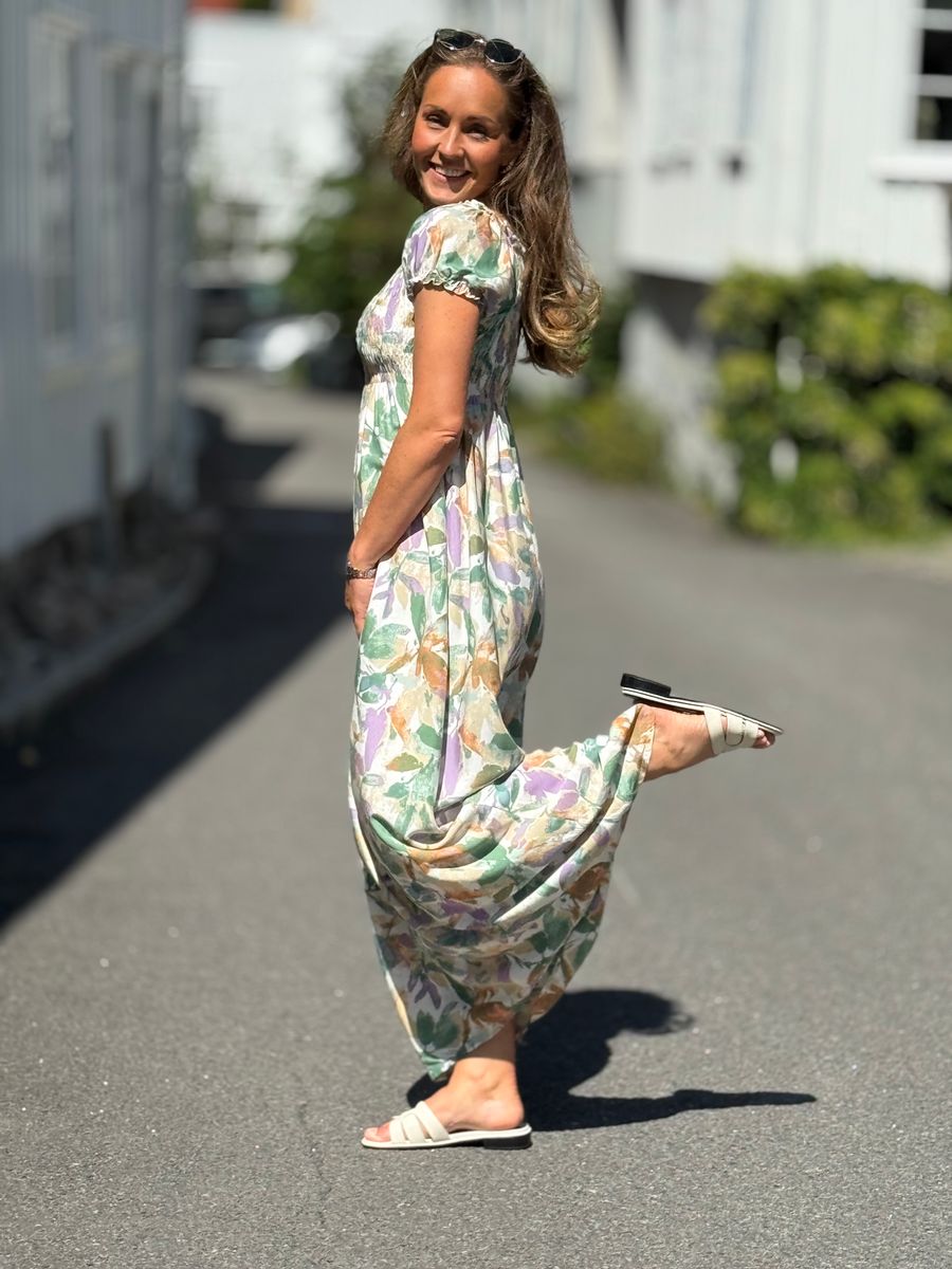 LISE MAXI DRESS - GRØNN MIX