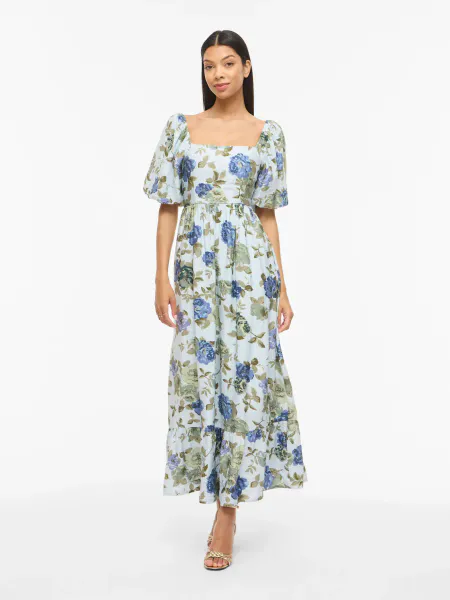 Hovedbilde FLOLA KJOLE - LYS BLÅ M/ FLOWERS