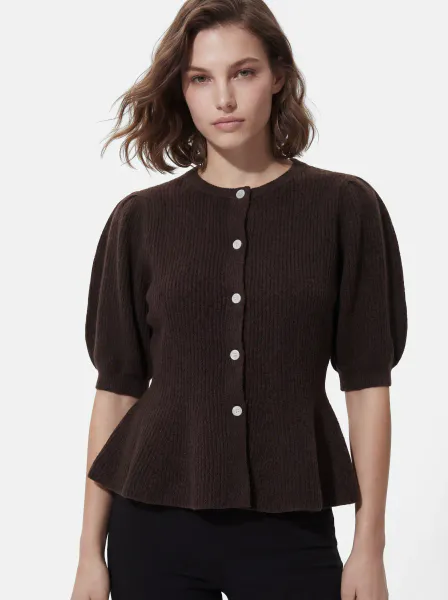 Hovedbilde SILLY CARDIGAN M/ PUFF ERM - BRUN