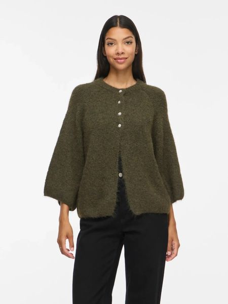 Hovedbilde BOWS 3/4 KNIT CARDIGAN M/METALL KNAPPER - OLIVEN ...