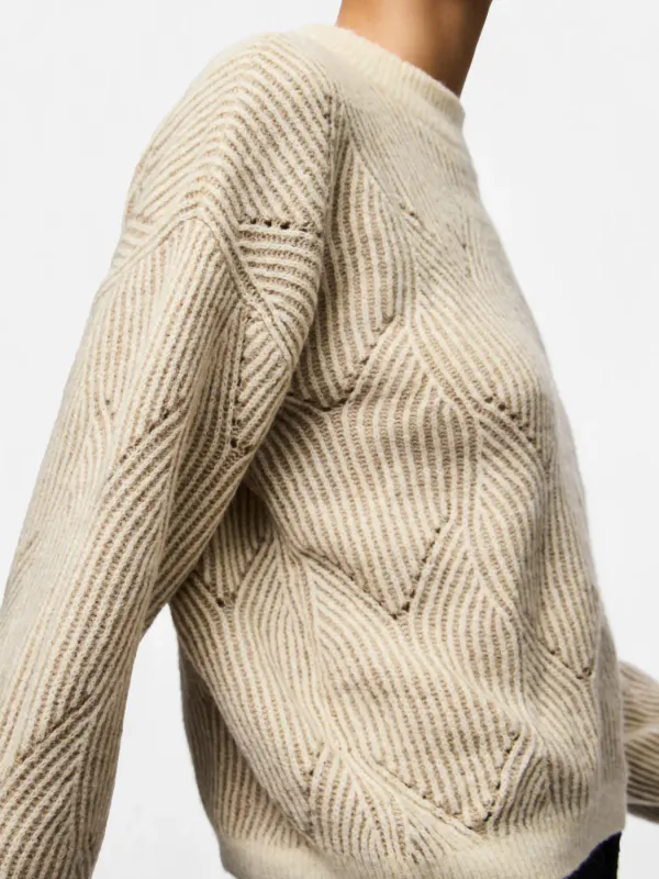 JENNA KNIT GENSER - SAND/OFFWHITE