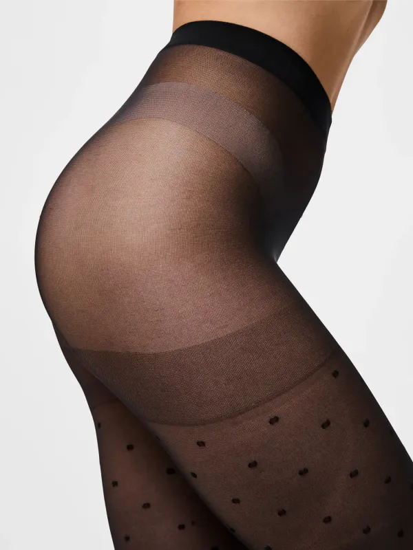 NIKOLINE STRØMPEBUKSE 20 DEN DOTS TIGHTS - SORT