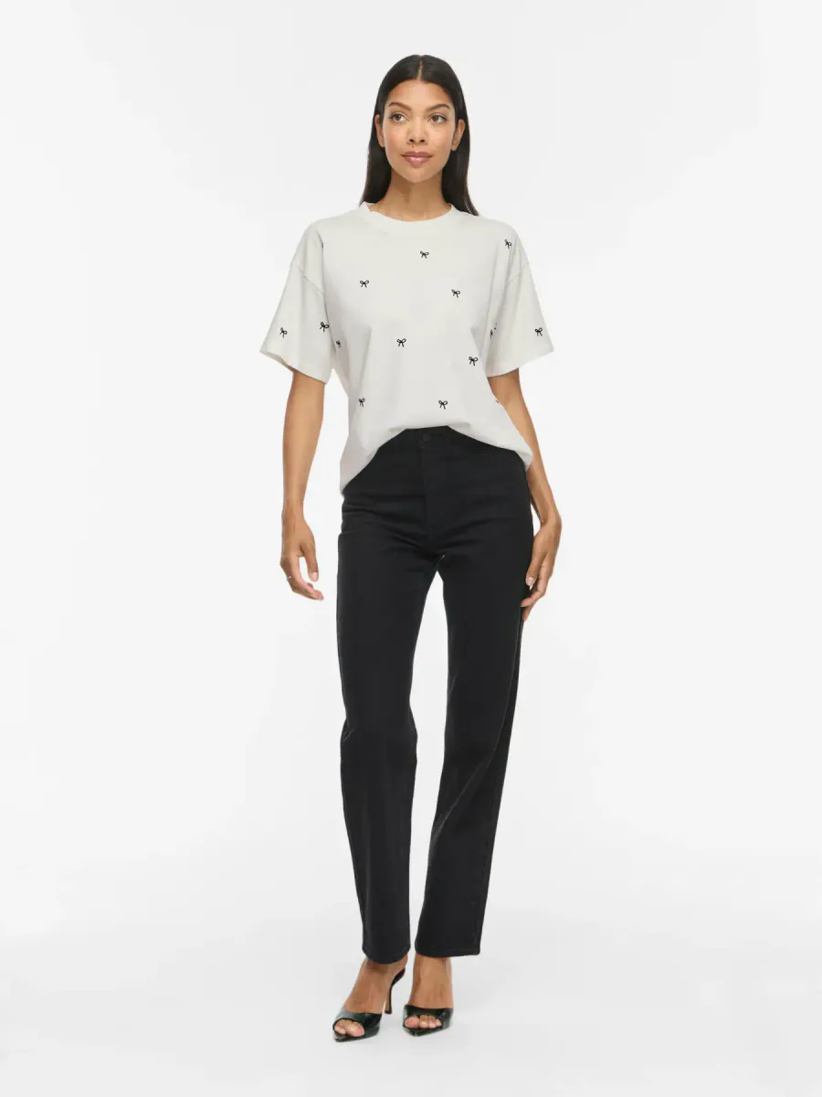 MONIE T-SHIRT M/BOW - HVIT 