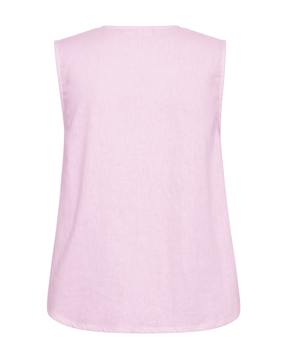 LAVA LIN/VISCOSE TOPP V-HALS - ROSA